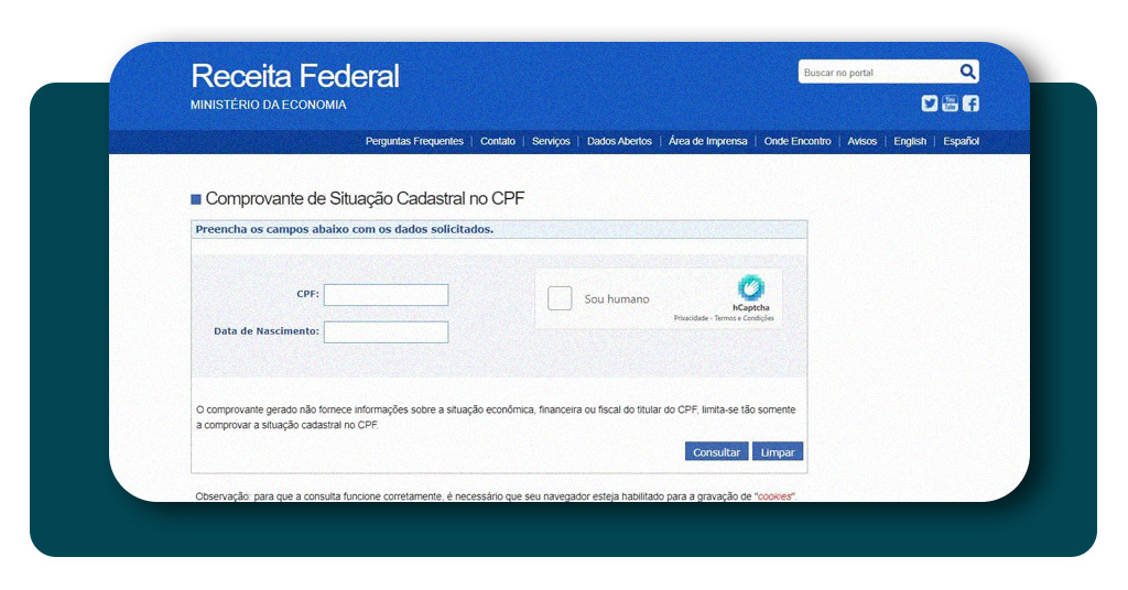 consultar o CPF na Receita Federal