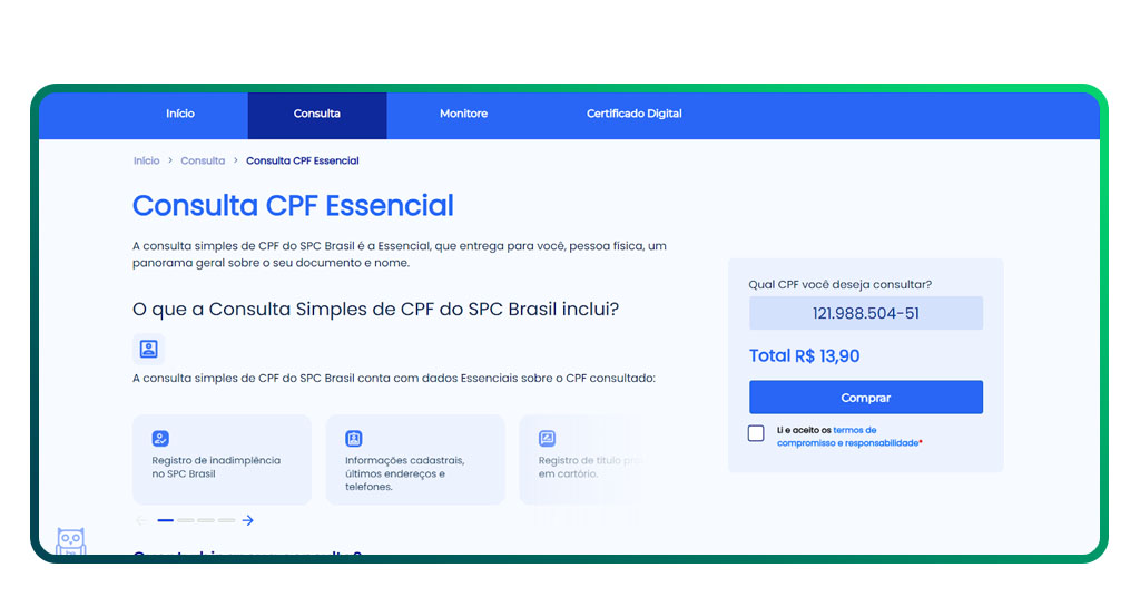 Consultar o CPF no SPC
