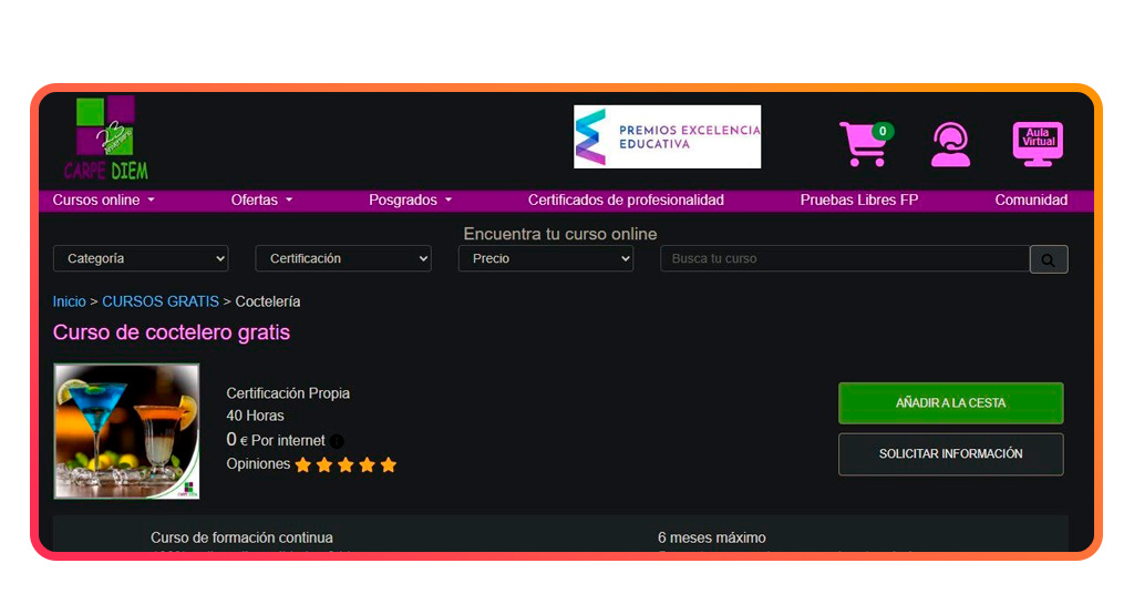 Curso de coctelero gratis: online y con acceso inmediato 1 curso de coctelero gratis