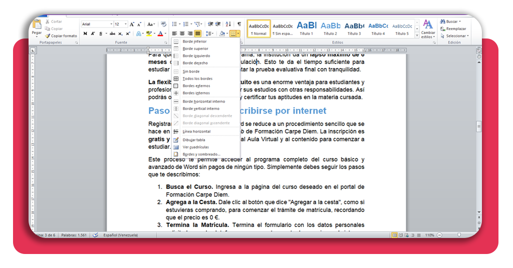 Curso gratuito de Word