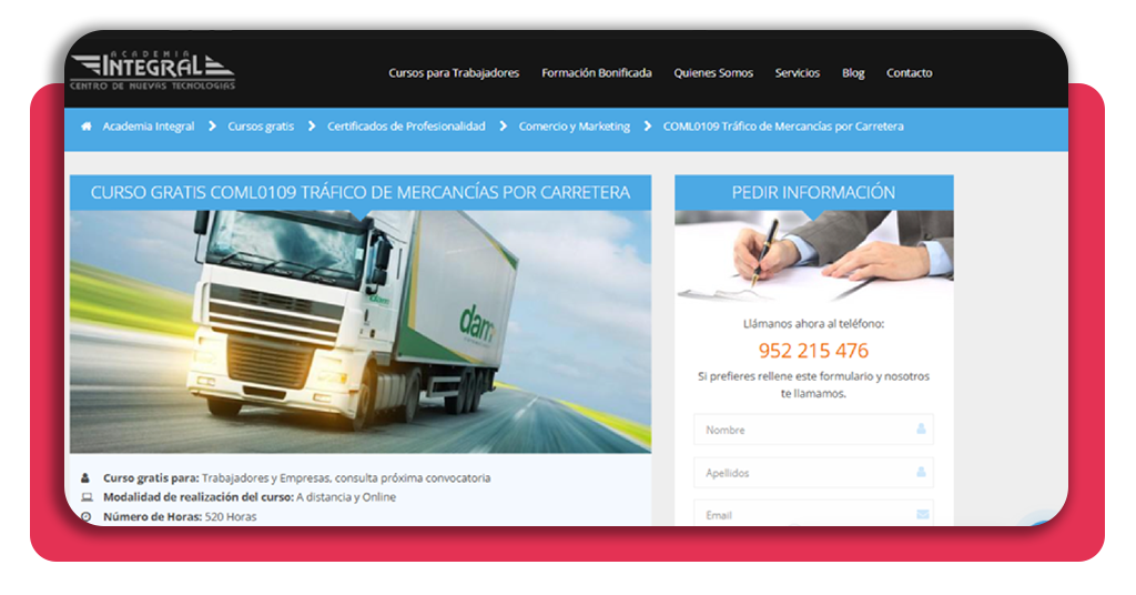 curso transporte de mercancías