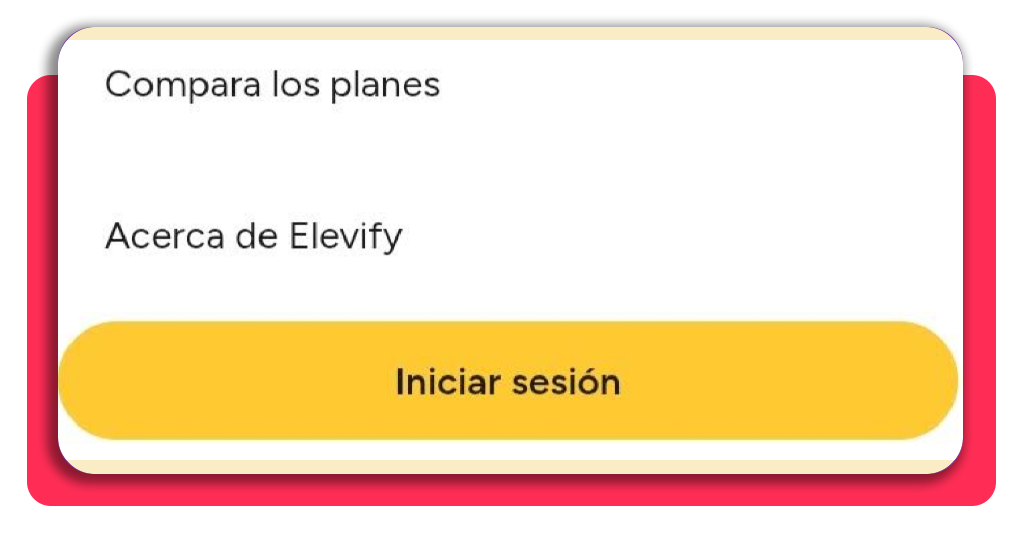 Formulario de inicio de sesión en Elevify
