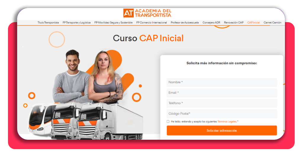 Captura de pantalla selección CAP Inicial en la web