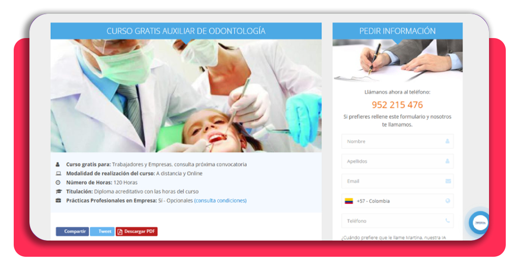 Formulario de solicitud de información del curso