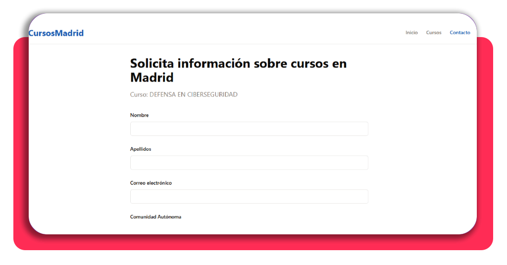 Curso gratis de ciberdefensa: Inscríbete antes de que se agoten 3 Persona completando el formulario de inscripción al curso gratis de ciberdefensa