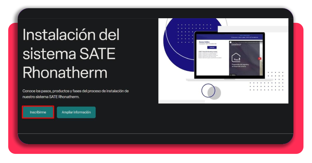 Curso instalador SATE gratis: consigue tu título y empleo 3 Botón de inscripción en el curso instalador SATE Rhonatherm