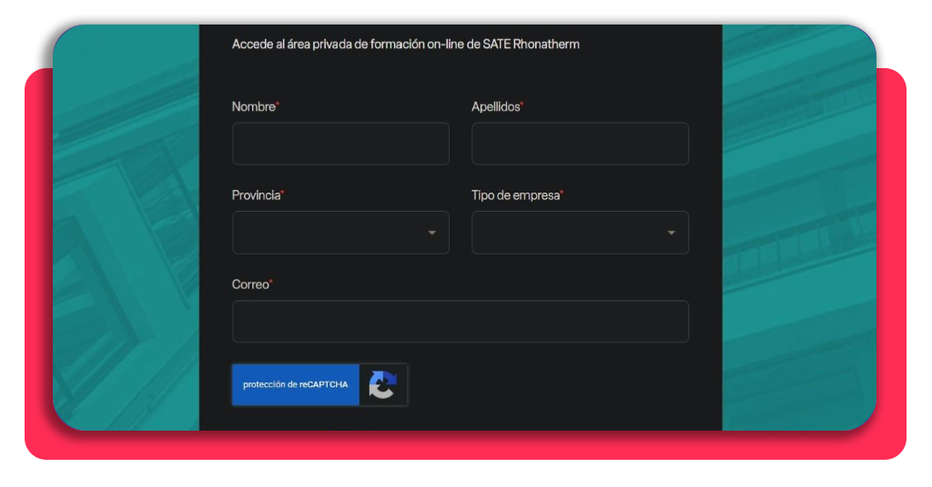 Curso instalador SATE gratis: consigue tu título y empleo 4 Formulario de registro para el curso SATE Rhonatherm
