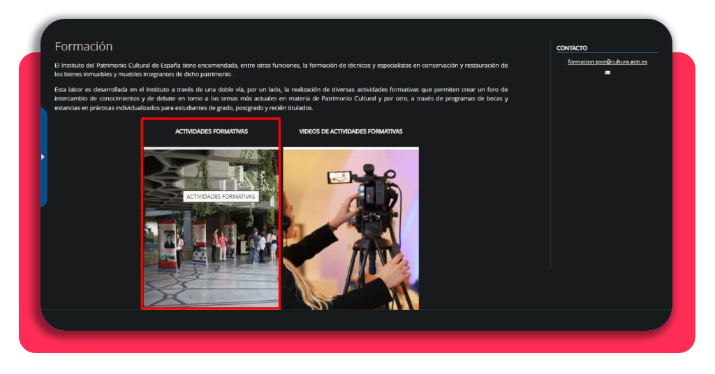 Actividades formativas disponibles en el IPCE