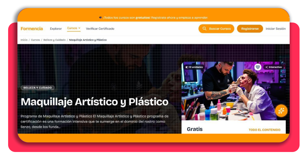 Ficha del curso de maquillaje artístico en Formencia