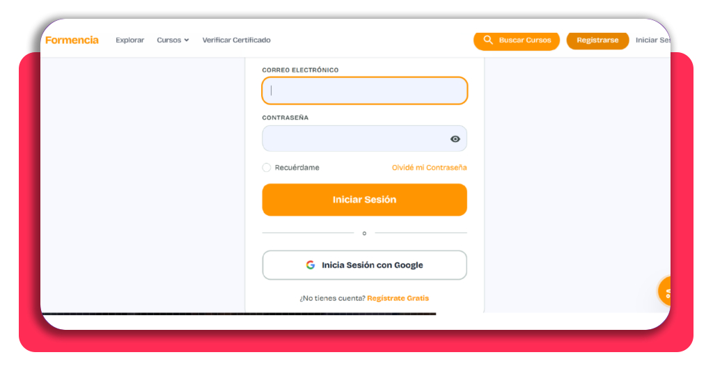 Registro en la plataforma de formación en maquillaje