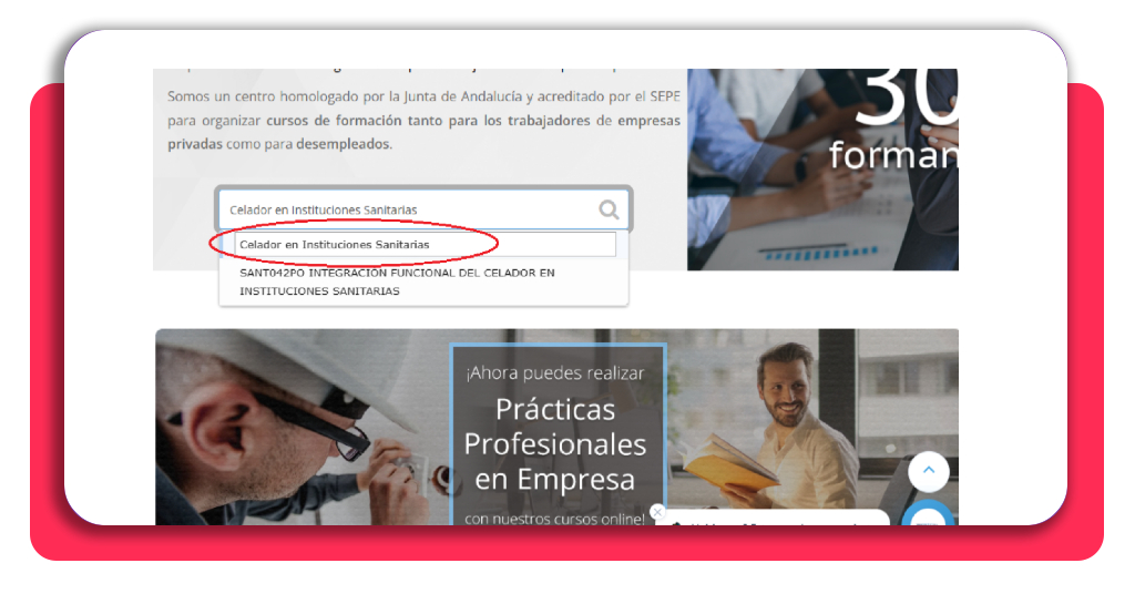 Curso celador sanitario gratis: plazas abiertas con certificado 3 Búsqueda del curso Celador en Instituciones Sanitarias en la plataforma