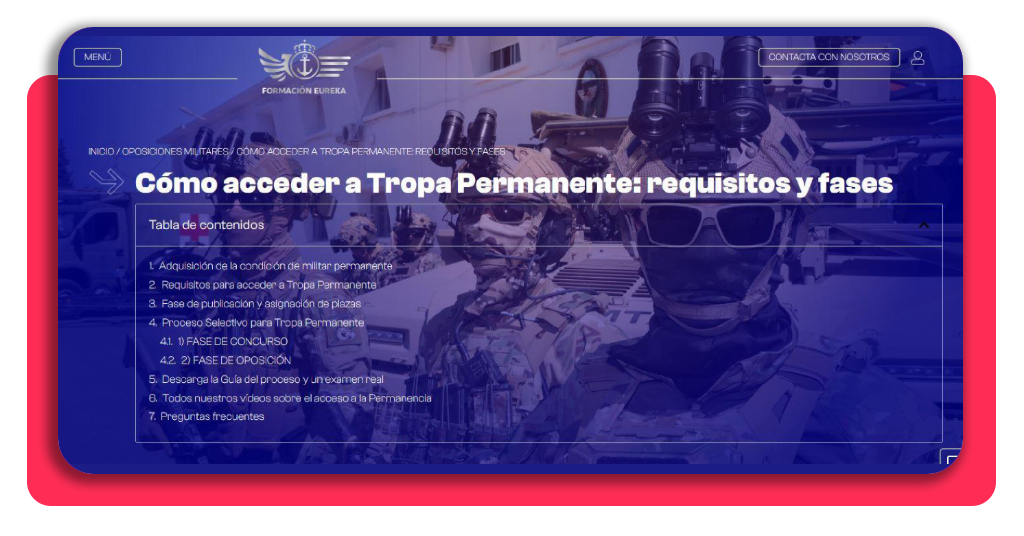 Persona informándose sobre el proceso de acceso a tropa permanente