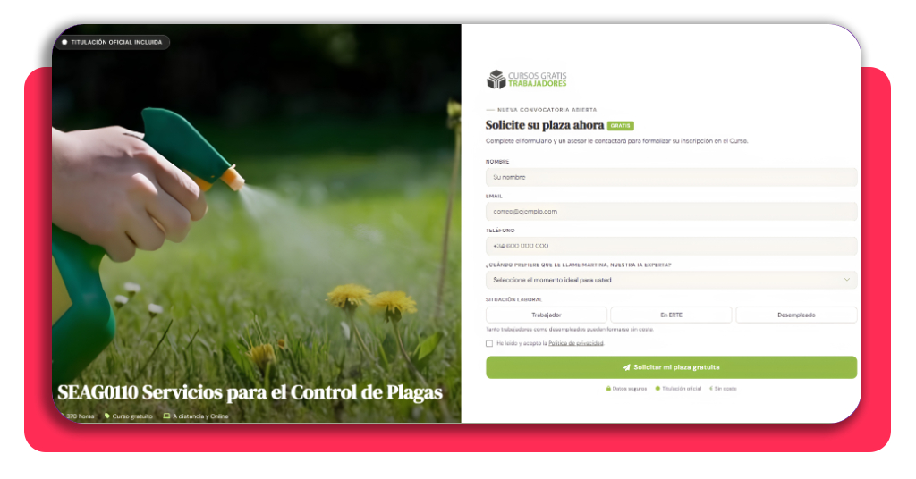 Paso 1 - Ingresar a la plataforma web oficial del curso de control de plagas