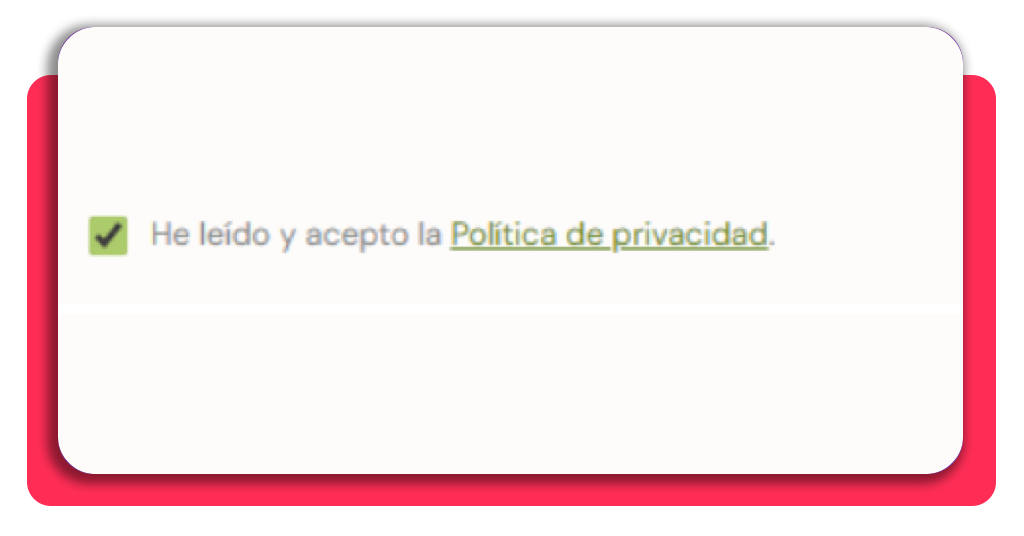 Paso 7 - Aceptar las condiciones y política de privacidad