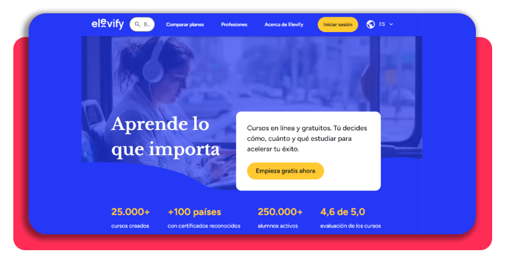 Paso 1 acceso al portal oficial de Elevify para el curso de esterilización