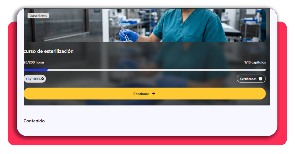 Paso 5 acceso al aula virtual del curso técnico de esterilización gratis