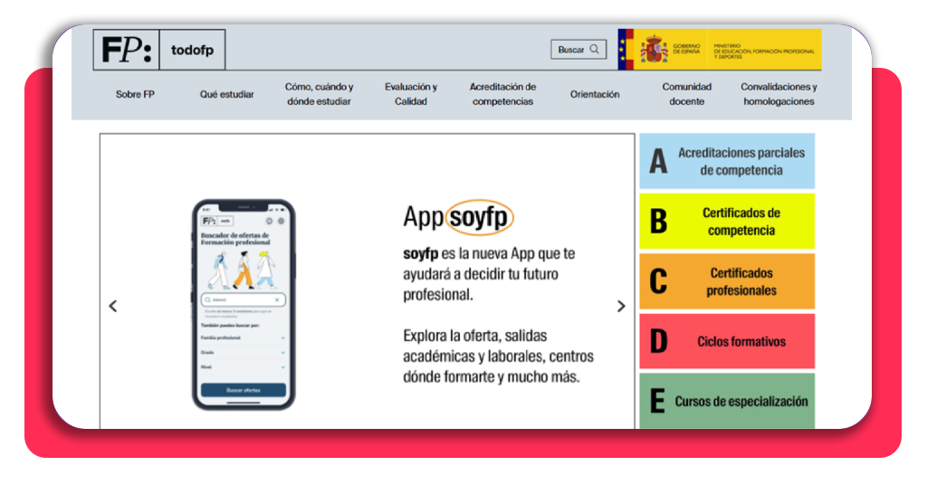 Portal oficial Todo FP para acceder al curso de técnico en emergencias sanitarias