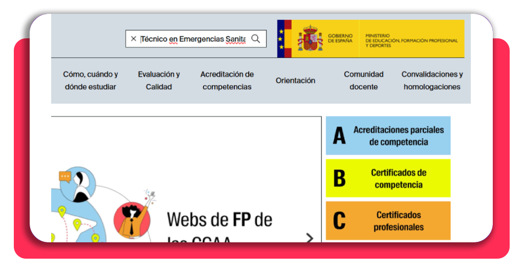 Búsqueda del curso Técnico en Emergencias Sanitarias en Todo FP