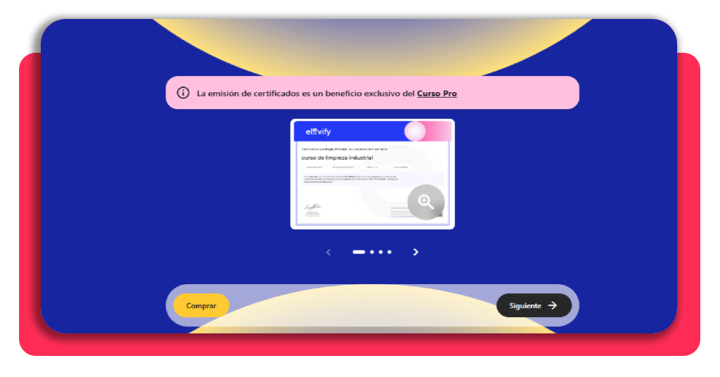 Botón Empezar gratis ahora en el curso de limpieza industrial de Elevify
