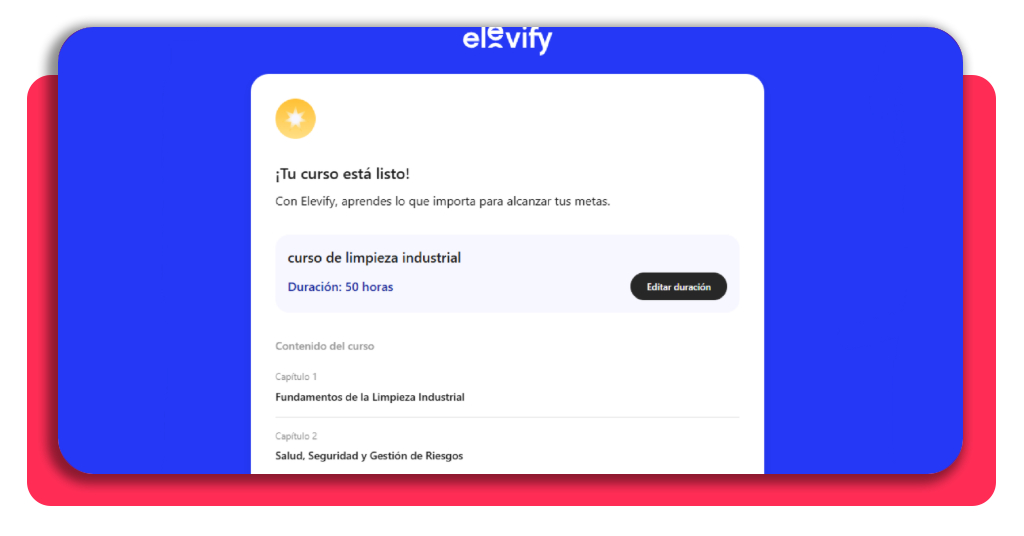 Formulario de registro para el curso de limpieza industrial en Elevify