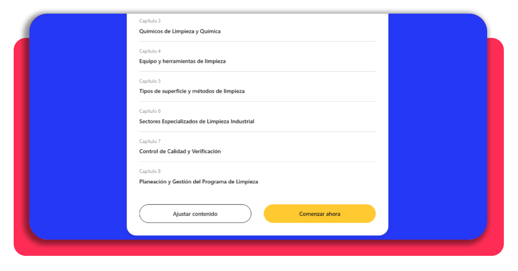 Pantalla de edición de duración del curso de limpieza industrial en Elevify