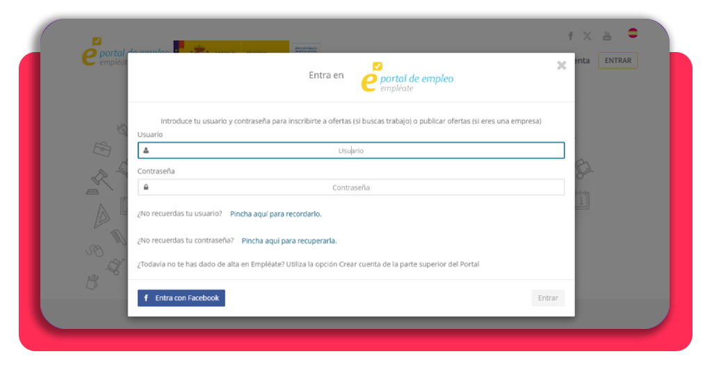 Perfil de usuario en el portal Empléate del SEPE