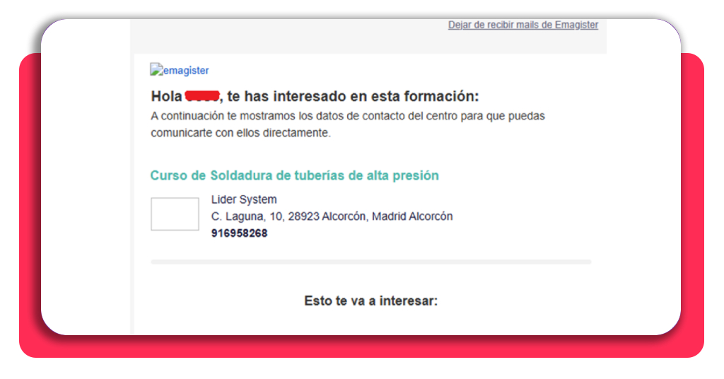Paso 5: verificar la recepción del correo de confirmación del curso de soldadura de tuberías