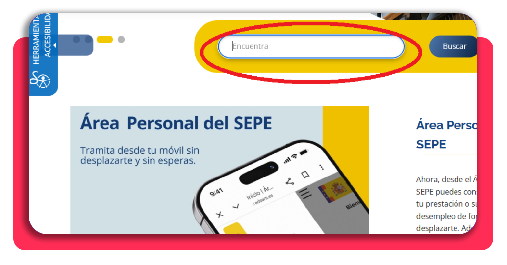 Barra de búsqueda de formación en el portal del SEPE