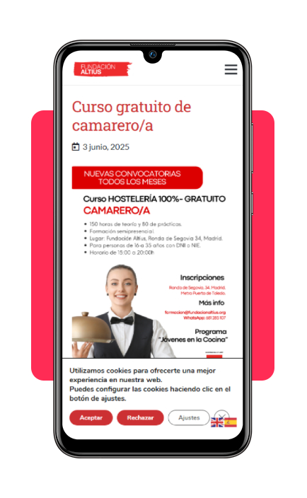 Empleo rápido en hostelería: curso de camarero con certificado gratis 2 Accede al portal de Fundación Altius desde tu móvil