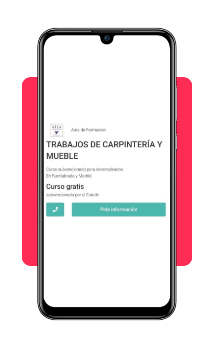 Botón pide información del curso de carpintería