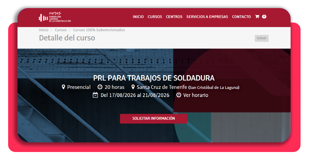 Curso PRL soldadura gratis - formación subvencionada Fundación Laboral de la Construcción