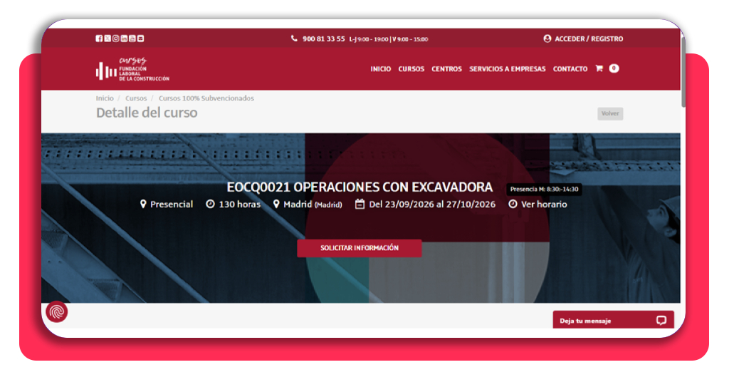 Ficha oficial del curso EOCQ0021 Operaciones con excavadora - Paso 2