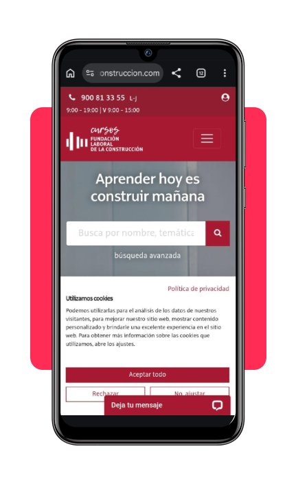 Acceder a la web de la Fundación Laboral de la Construcción desde el móvil