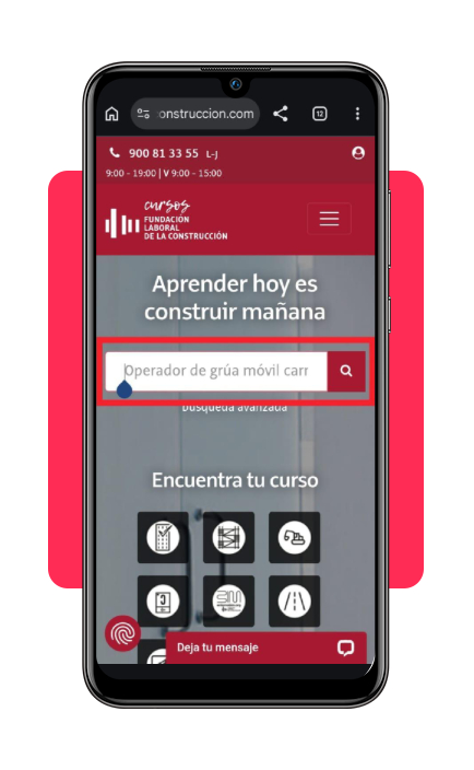 Buscar el curso de operador de grúa móvil en el buscador de la plataforma