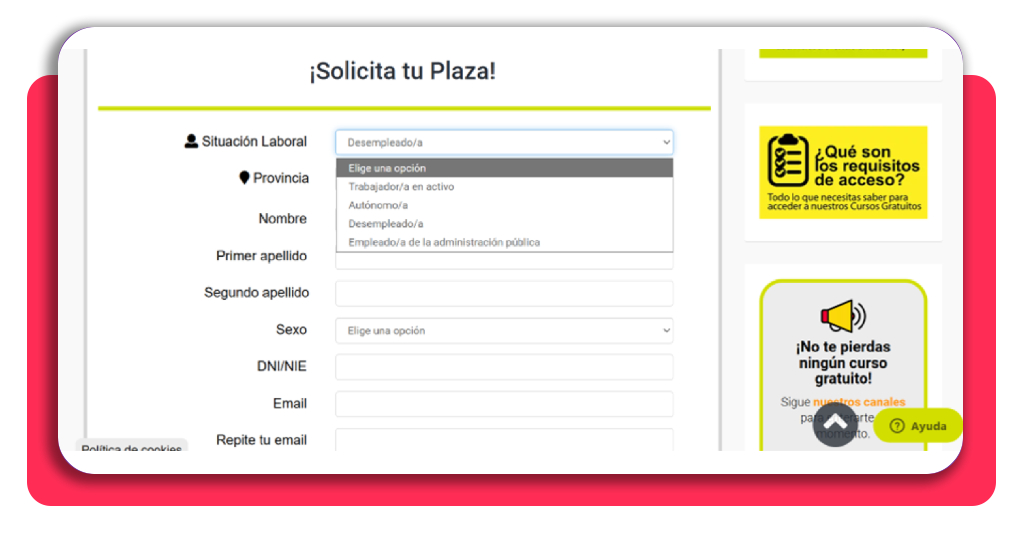 Paso 4 completa tus datos personales para inscribirte y trabajar con árboles