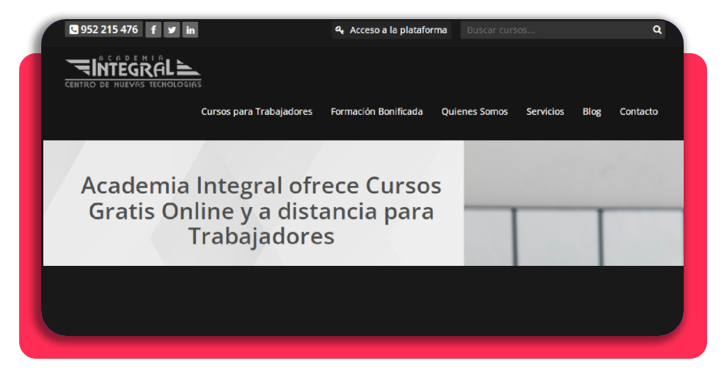 Acceso a la plataforma web de Academia Integral para el curso de fábrica de albañilería