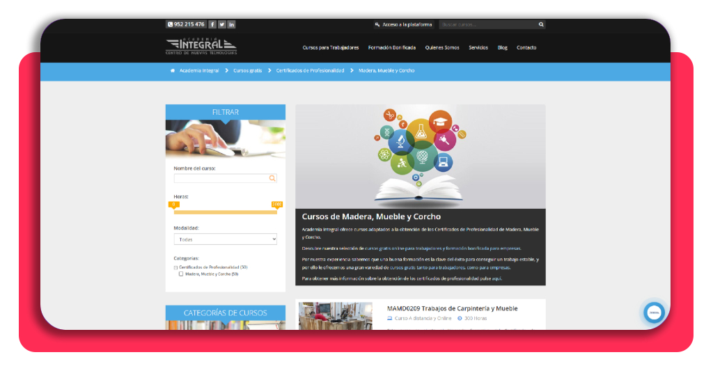 25€ la hora y sin fichar en una oficina: cursos de carpintería GRATIS 2 Catálogo de cursos de carpintería gratis en la plataforma