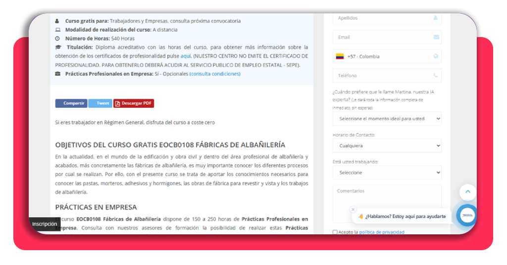 Portal Academia Integral curso albañilería